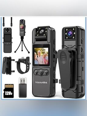 Body Camera with Audio and Video Recording 1080P FHD  (128GB)